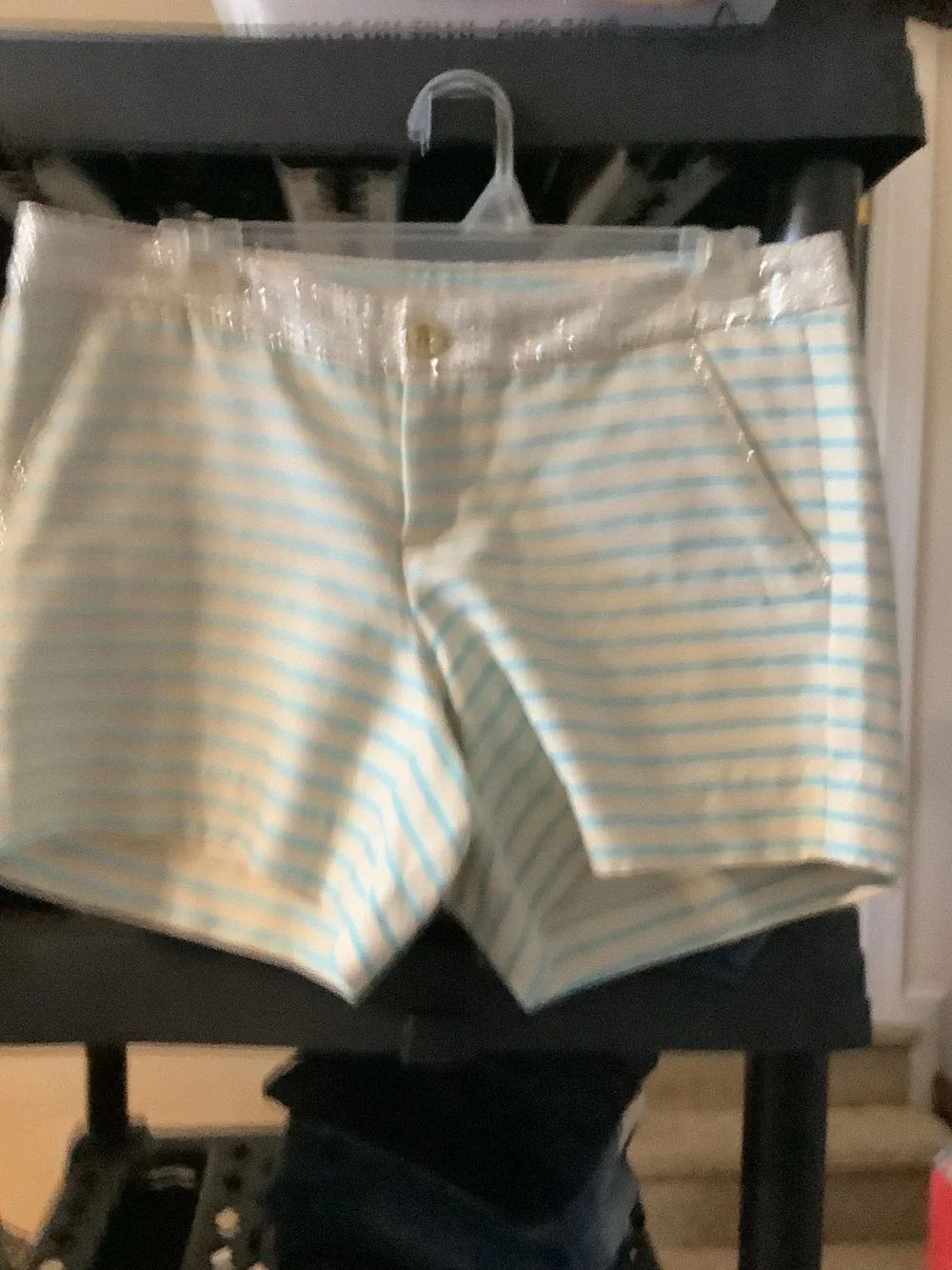 Lilly Pulitzer Cream & Light Blue Striped High-Waist‎ Shorts